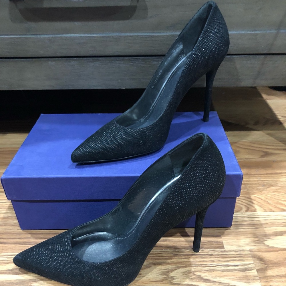 NWT Stuart Weitzman Nouveau Pump WIDE Black Sz 40